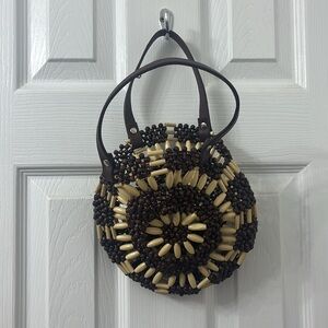 WOOD BEADED MINI BAG